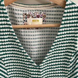 Maeve Green and White Striped sleeveless shirt